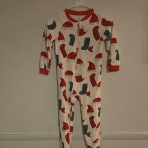 Carter's White Footie with Red and Green Accents